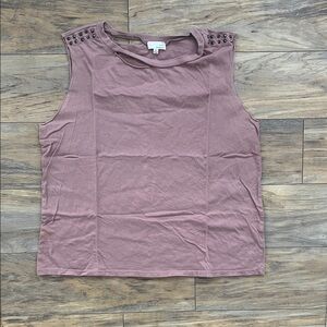 Ten Sixty Sherman Dusty Pink Muscle Tee with Studded Shoulders